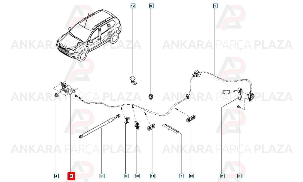 Dacia Duster 10 - 13 Kaput Kilidi 656010017R