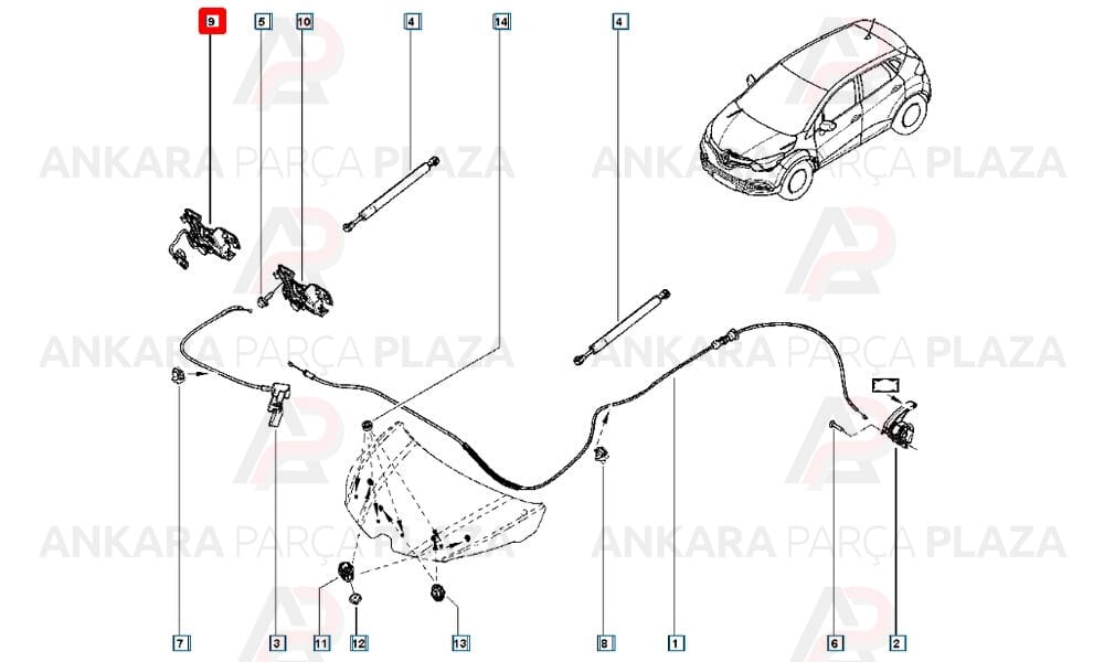 Kaput Kilidi Clio 4 Trafic 3 656011705R