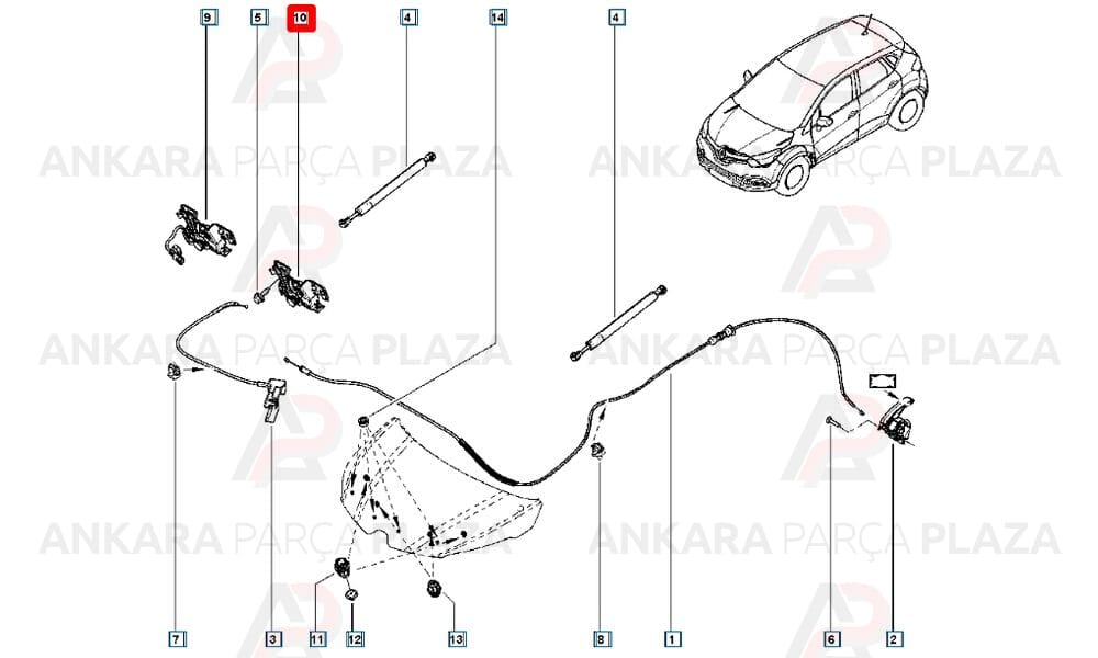 Motor Kaput Kilidi Clio 4 Captur Trafic 3