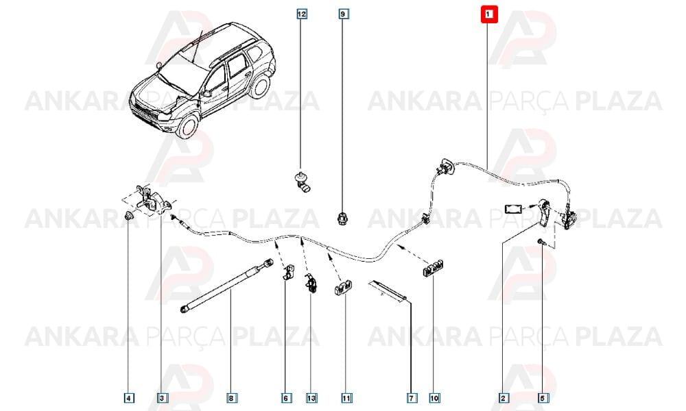 Kaput Açma Teli Halati Duster 4X2