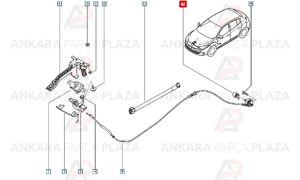 Kaput Açma Kolu Megane 3 Fluence 656230010R