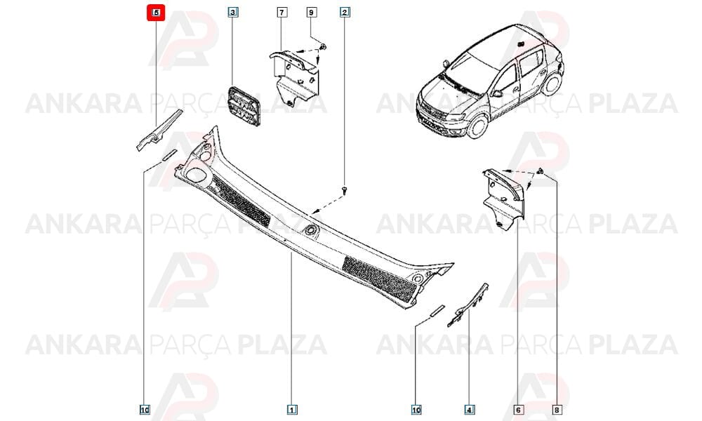 Ön Cam Izgara Sağ Kapak Sandero Logan 668225318R 668220167R