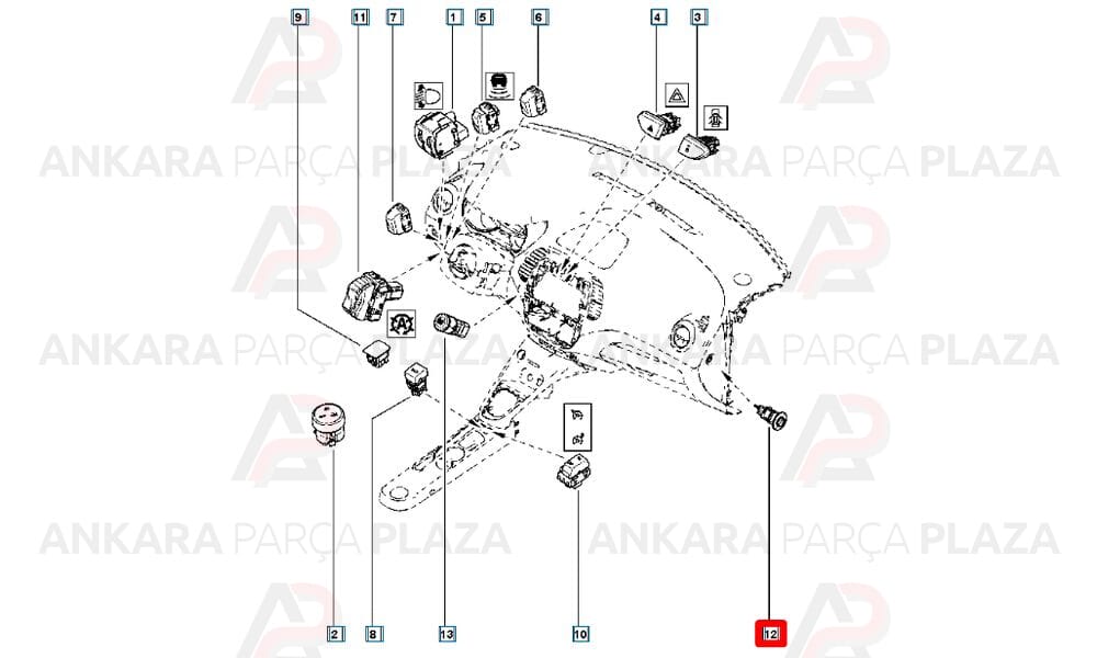 Hava Yastığı Kilitleme Açma Kapatma Düğmesi Butonu Yolcu Clio 4 681995290R