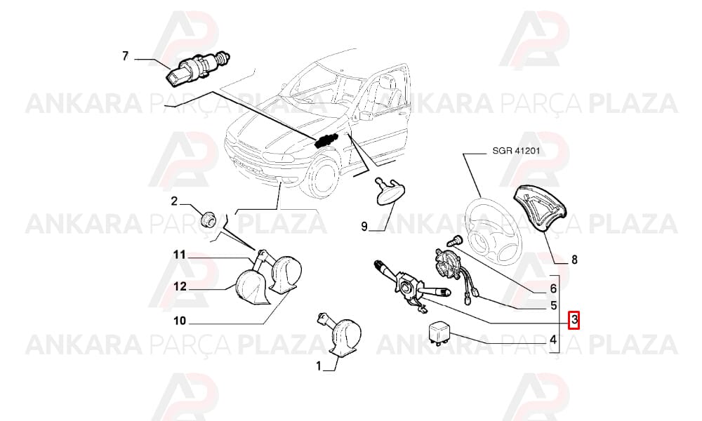 Palio Weekend 1,2 1,6 16V Airbagsiz Sinyal Far Kumanda Kolu Hellux