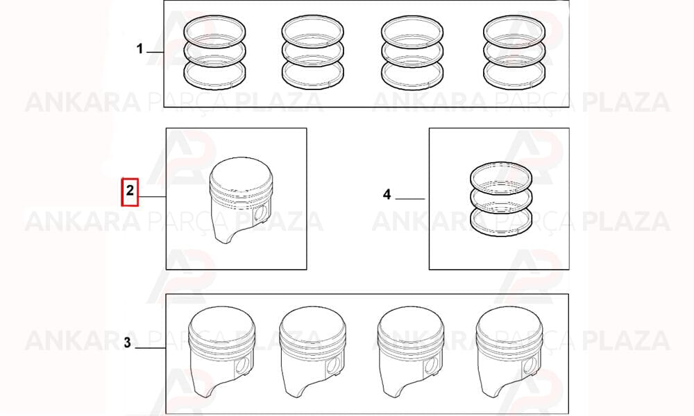 Palio Marea Brava Bravo 1.6 16V Silindir Onarım Seti (Piston, Segman) Std 86.40Mm Yenmak