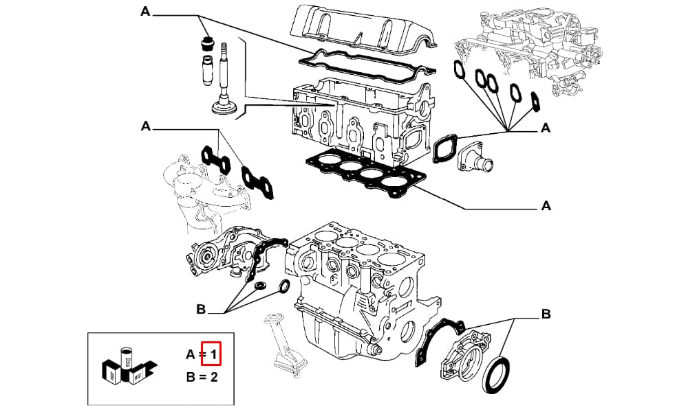 Motor Contası Takım Full Skc. + Keçeli Doblo, Albea, Panda 1.2 8V