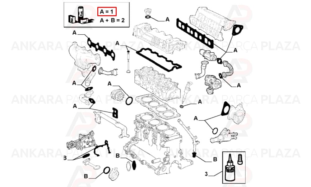 Motor Contası Takım Doblo Palio Punto Strada 1.9D Skt Keçeli Silindir Kapaksız