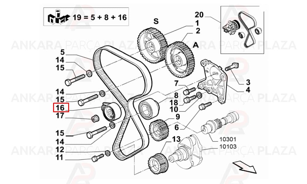 Brava Bravo Marea Eksantrik Gergi Rulmanı 1.6 16V Triger Bilyası Gates