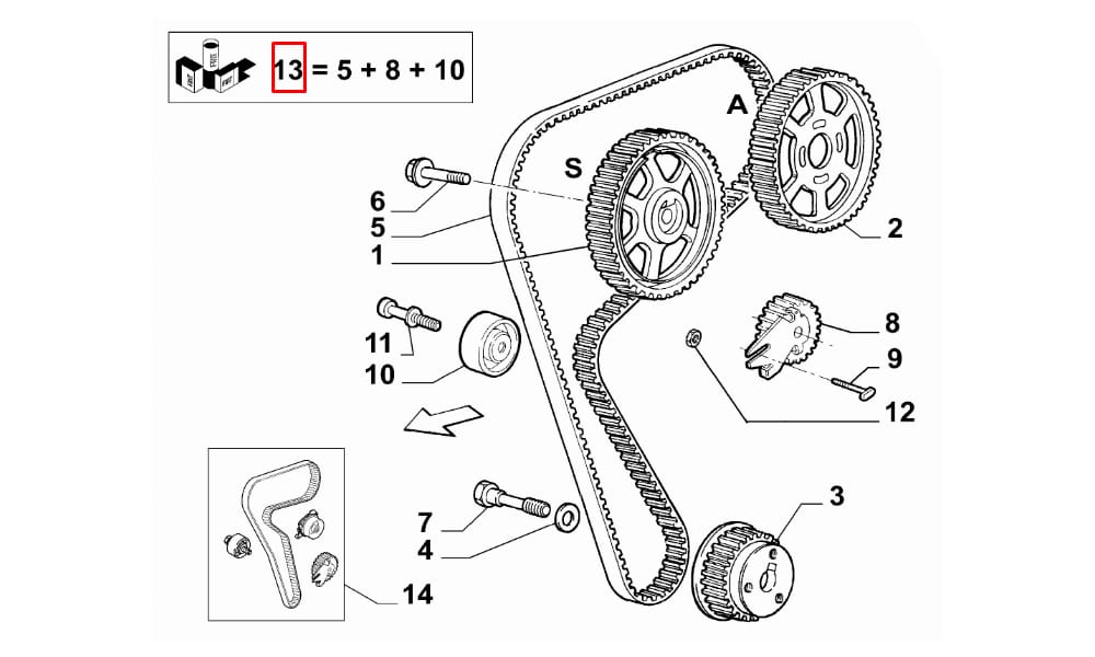Alfa 145 146 147 156 1,4 16V 1.6 16V Triger Kayış Seti 163X240 Gates
