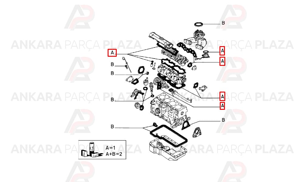 Motor Contası Takım Tipo Uno 1.4 Keçeli Subap Lastikli