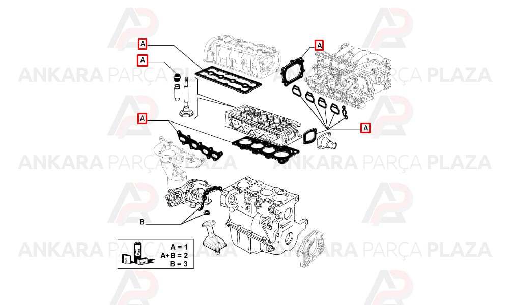 Motor Contası Takım Full Keçeli Silindir Kapak Contalı Doblo, Albea 1.2 16V