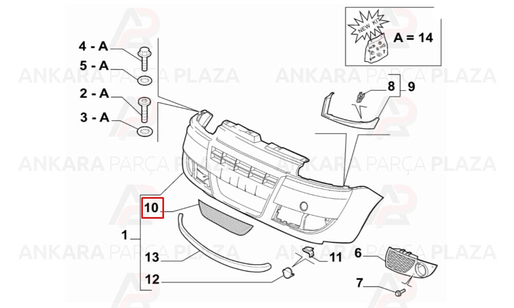 Doblo Tampon Izgarası Ön 2006 - 2010 Meydan