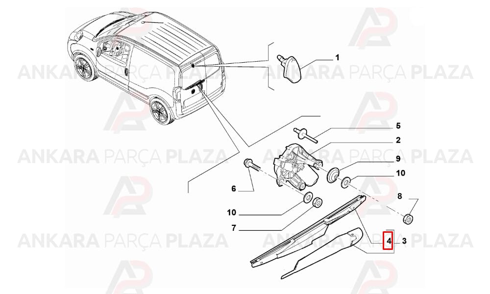 Fiat Fiorino Arka Cam Sileceği Plastik 370Mm Bosch