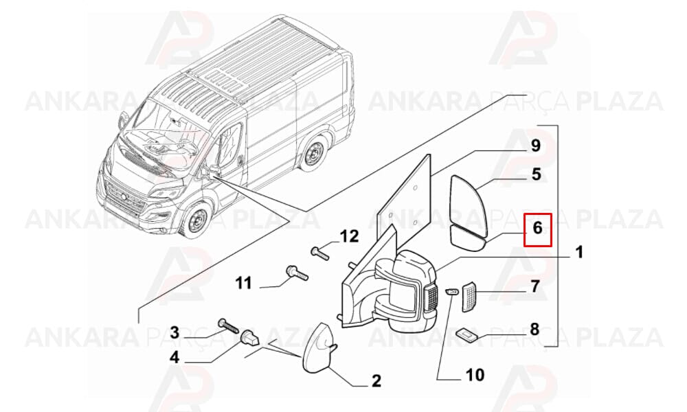 Ducato Yan Ayna Camı 2007 - 2014 Meydan