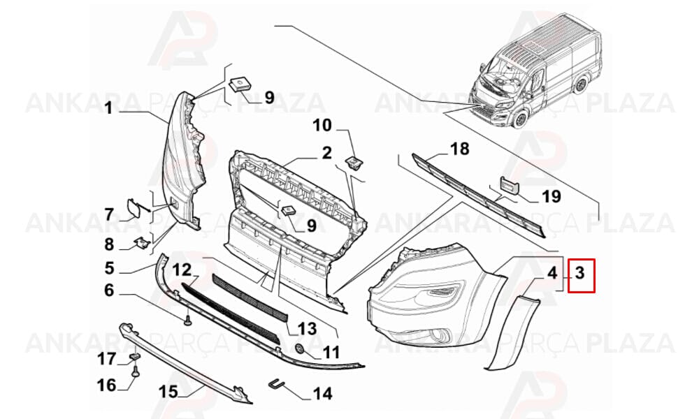 Ducato 14 - 20 Ön Tampon Ucu Sol Siyah Sis Delikli 71775724