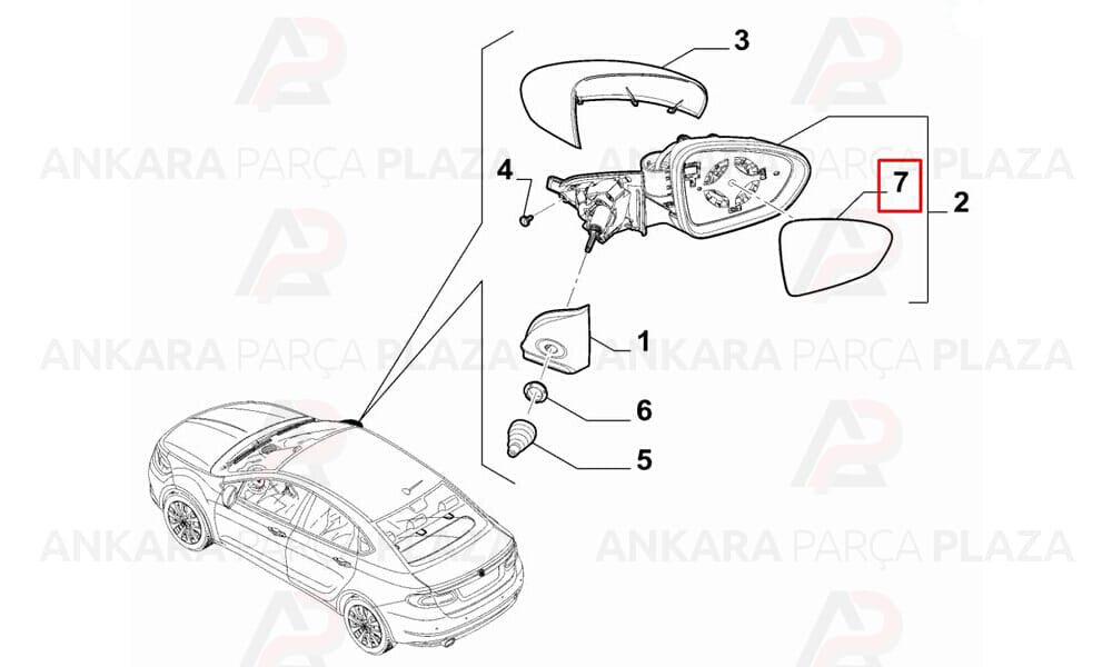 Egea Yan Ayna Camı Sağ 2015 Sonrası Dega