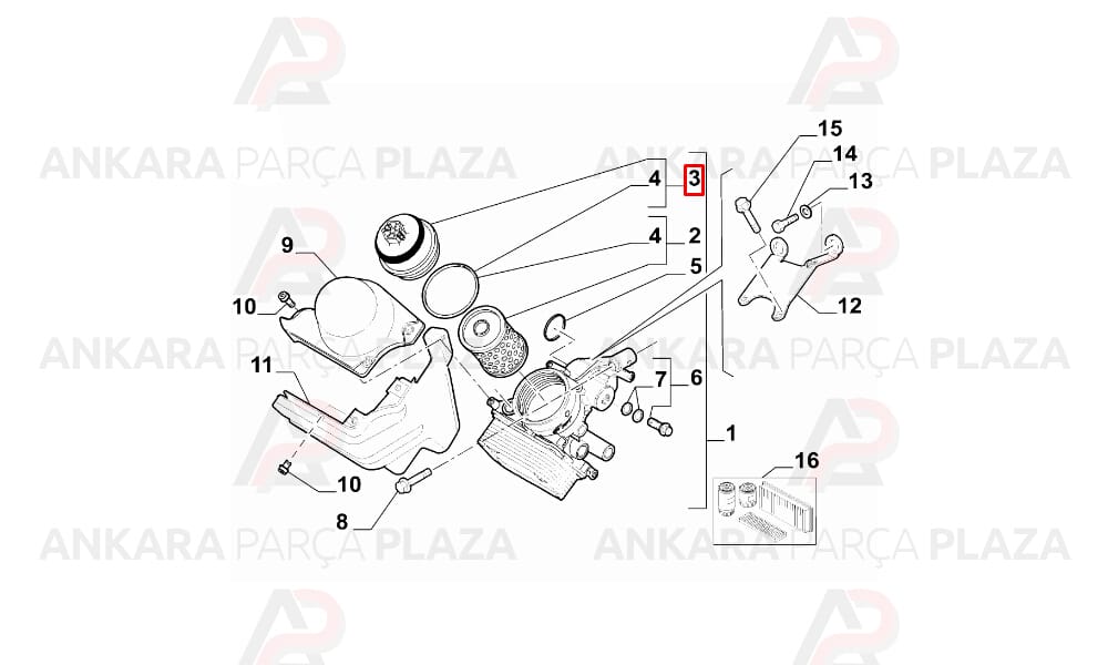Fiorino, Albea, Doblo, Linea 1.3 Multijet Yağ Filtre Kabı Ytt