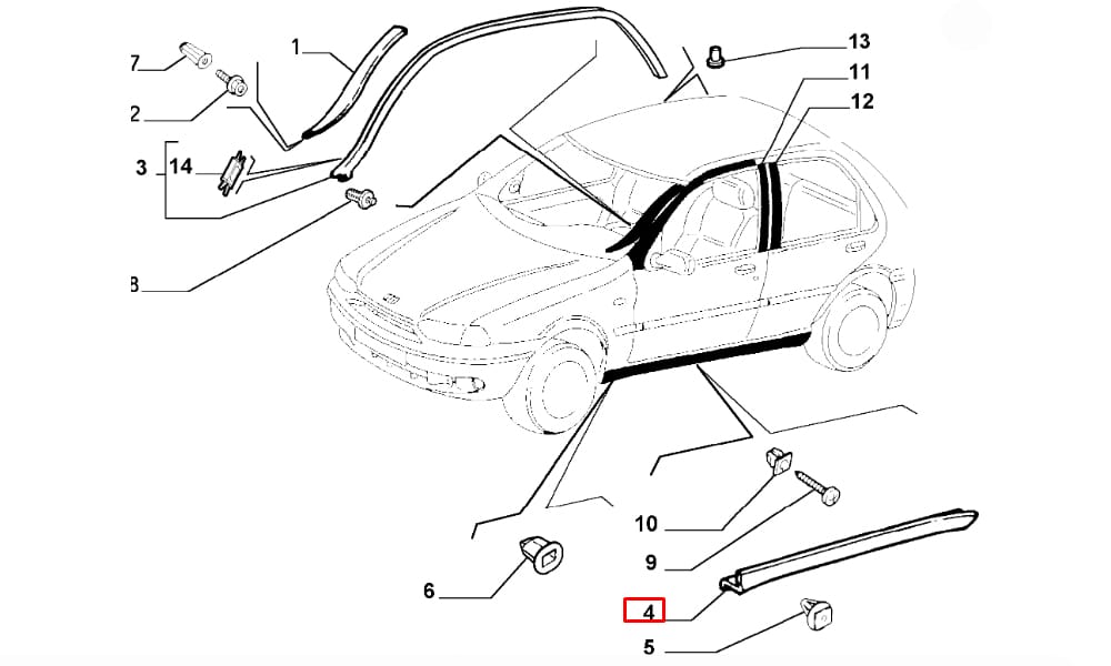 Marşpiyel Bakaliti 5 Kapı Sağ Fiat : Palio 1996>