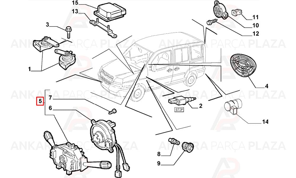 Doblo 1,9 Sinyal Far Kumanda Kolu Airbagsiz Hellux