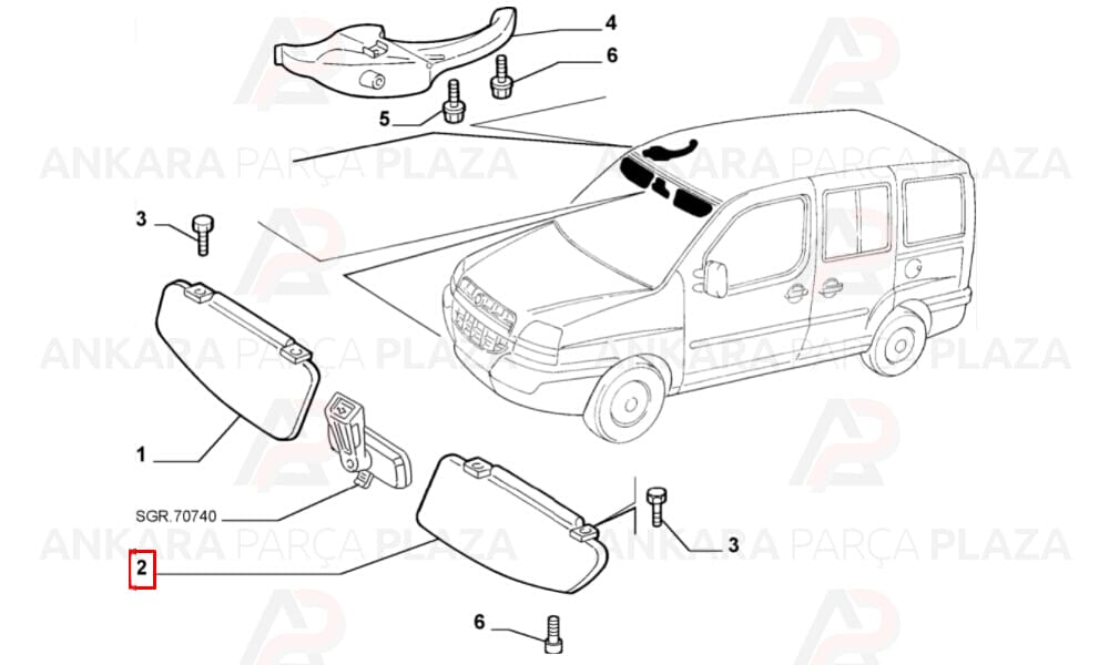 Doblo 01 - 05 Güneşlik Sağ - Sol Set 2 Parça 735294018