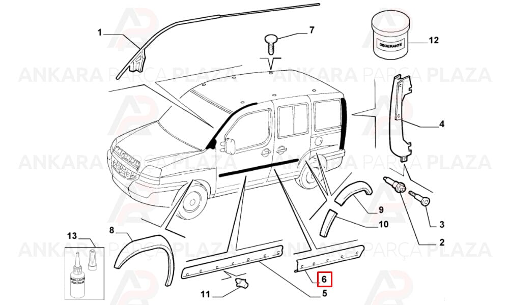 Doblo 01 - 05 Arka Kapı Bandı Sağ 735294280