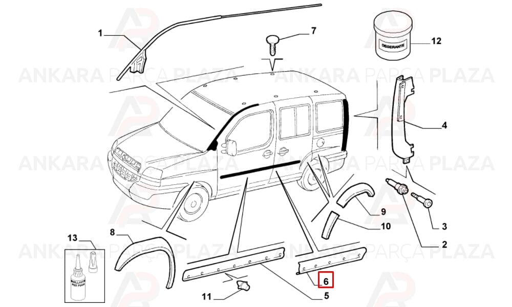 Doblo 01 - 05 Arka Kapı Bandı Sol 735294281