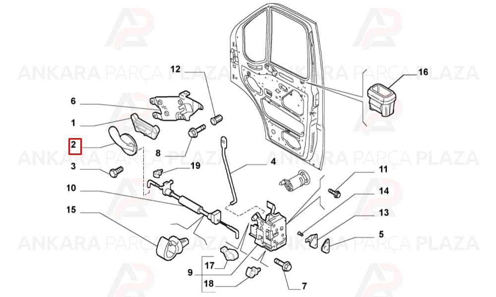 Ducato 02 - 06 Ön Kapı İç Açma Kolu Sol Gri 735306141