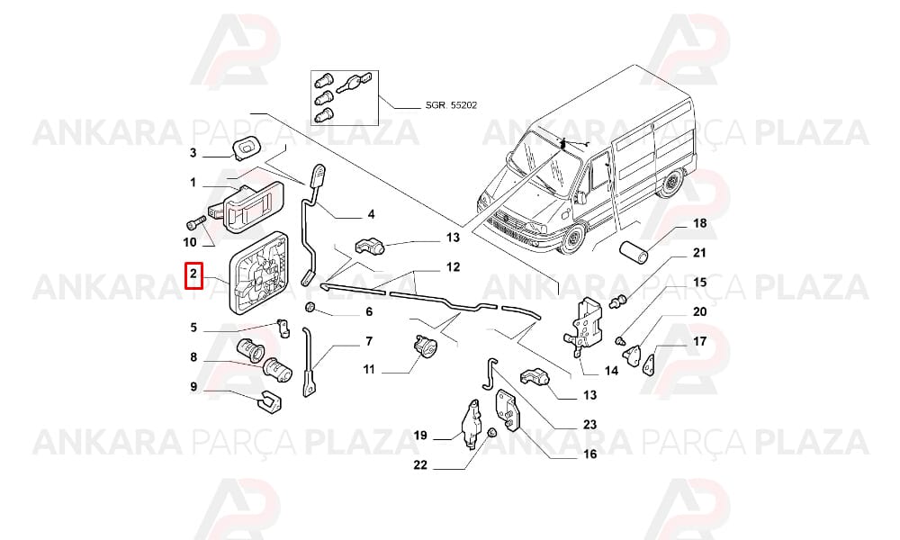 Sürgülü Kapı Dış Açma Kolu Sağ Ducato 2 2003 - 2006