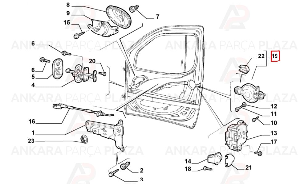 Doblo 06 - 10 Ön Kapı Dış Açma Kolu Sol Siyah 735309960