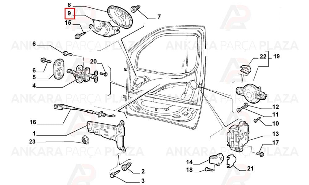 Doblo 01 - 05 Ön Kapı İç Açma Kolu Sol Gümüş Gri 735357036