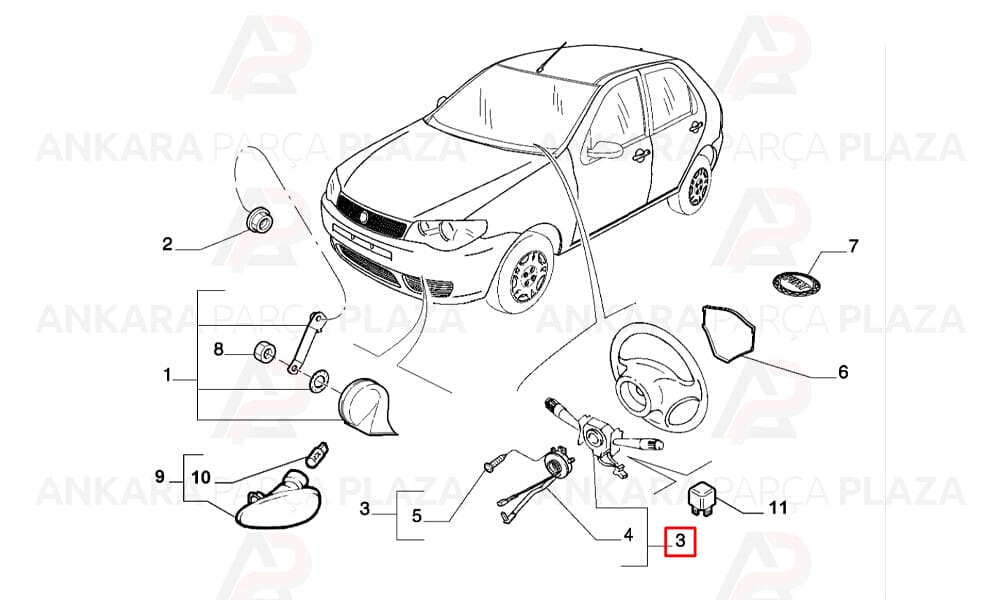 Palio 2006 > Airbagsiz Tip Sinyal Far Kumanda Kolu Hellux