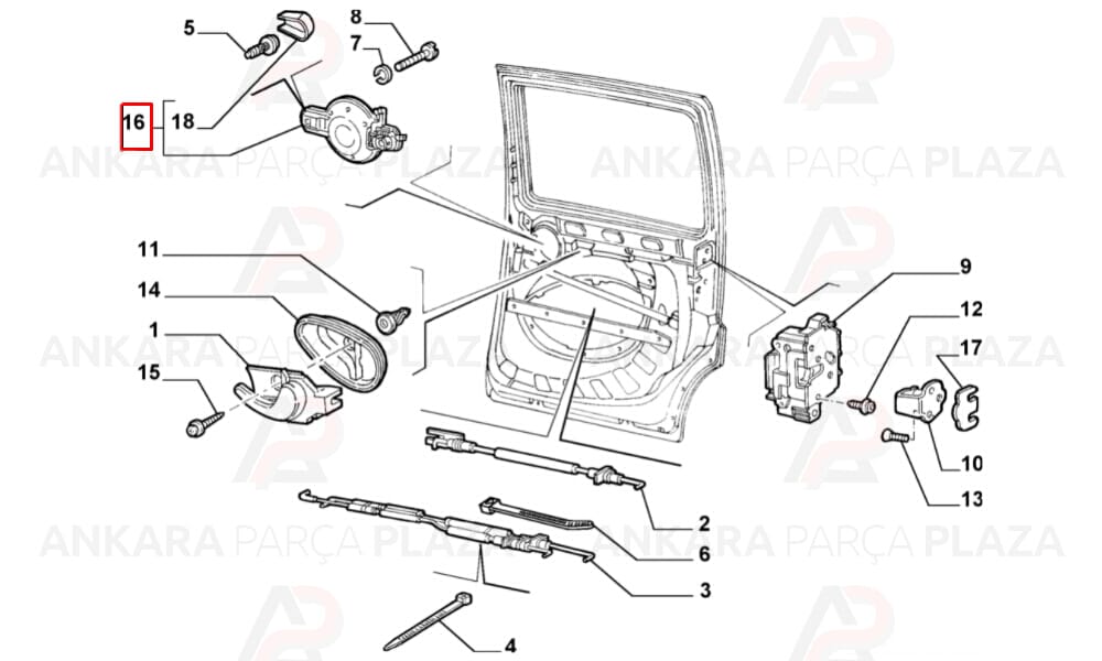Kapı Kolu Sürgülü Kilitsiz Kapaklı Sağ Fiat Doblo 2001 - 2010