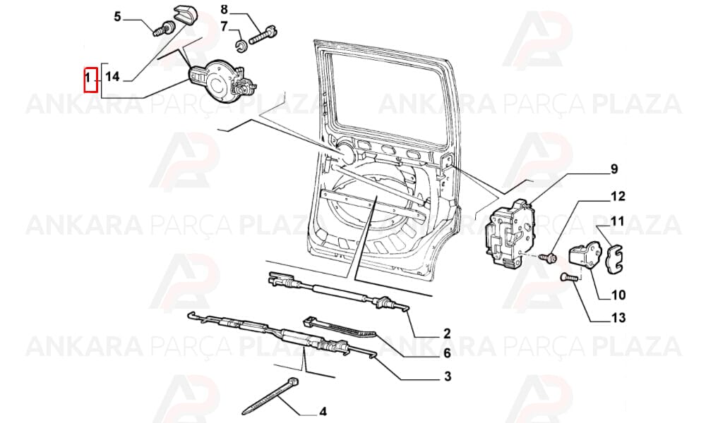 Kapı Kolu Sürgülü Kilitsiz Kapaklı Sol Fiat Doblo 2001 - 2010