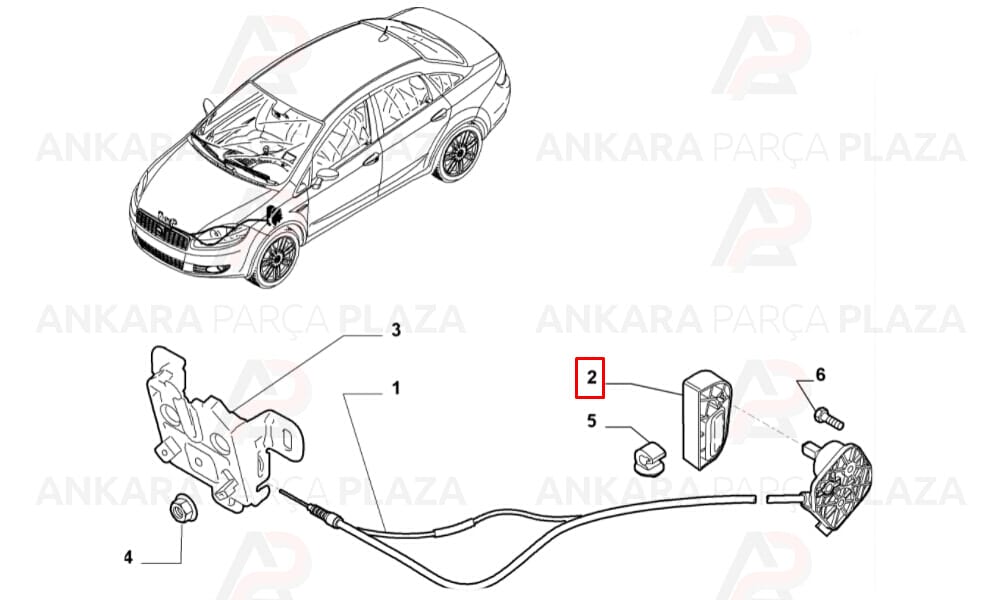 Fiat Linea 12 - 17 Kaput İç Açma Kolu 735516979