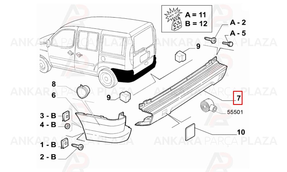Doblo 2 2006 - 2010 Arka Tampon Meydan