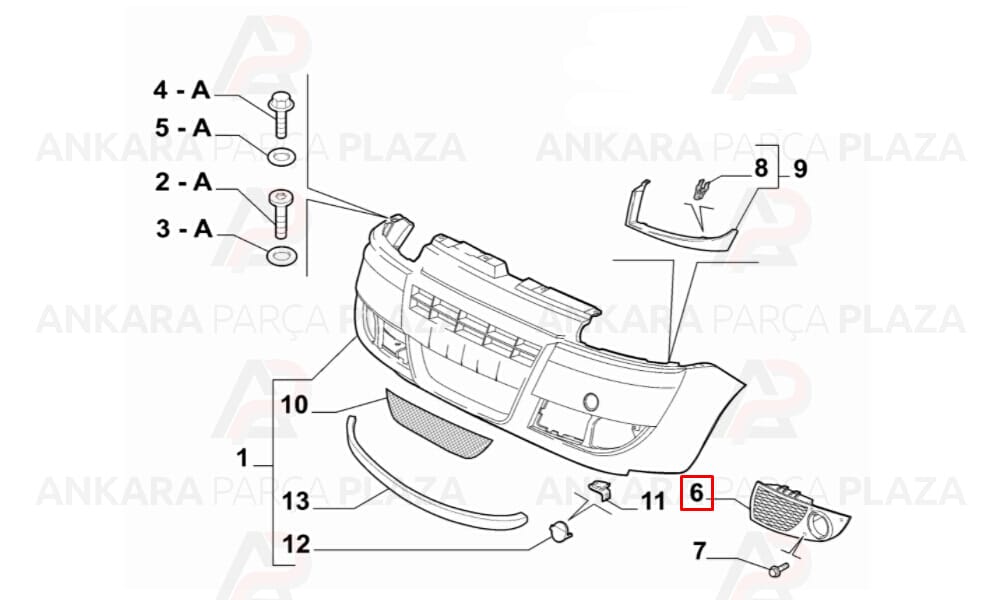 Doblo Sis Farı Çerçevesi Ön Sol Sisli 2006 - 2010 Meydan