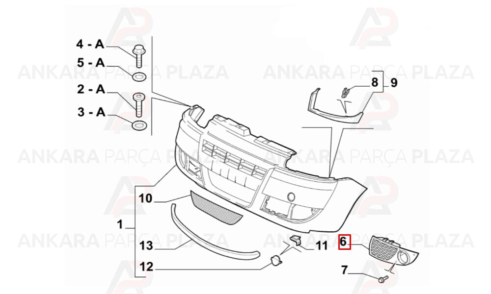 Doblo Sis Farı Çerçevesi Ön Sağ Sisli 2006 Sonrası Pleksan