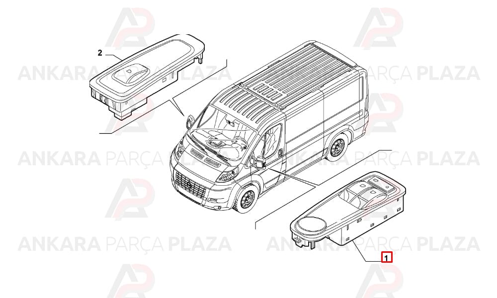 Fiat Ducato 3 Cam Açma Anahtarı Sol Ayna Kumandasız Mcar