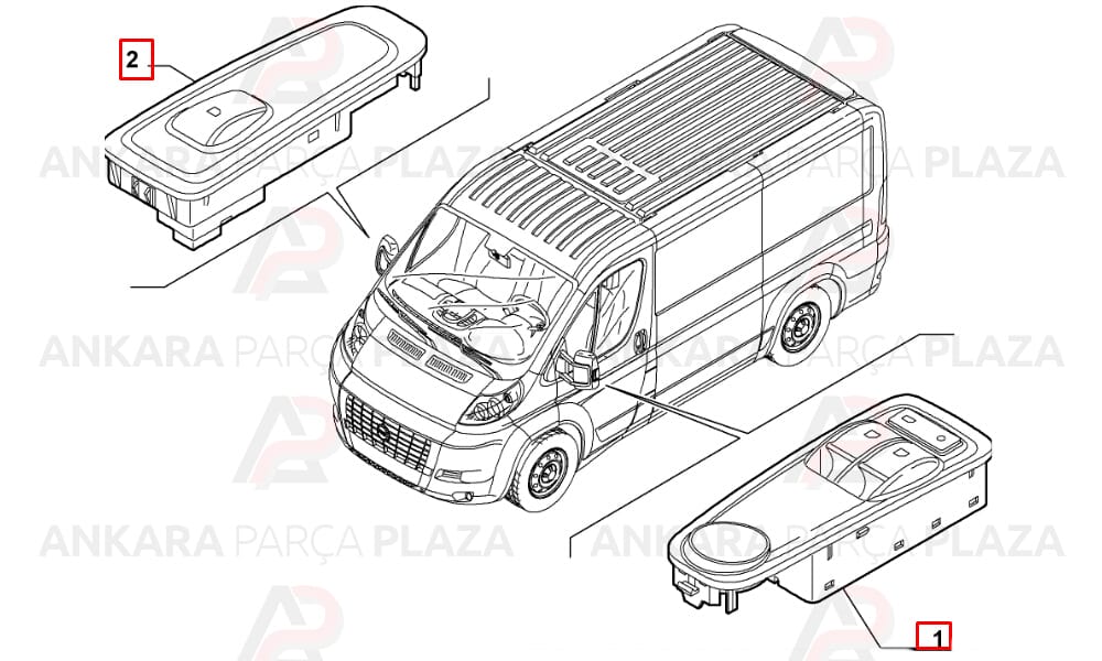 Fiat Ducato 3 Cam Açma Düğmesı Sağ Çiftli Mcar