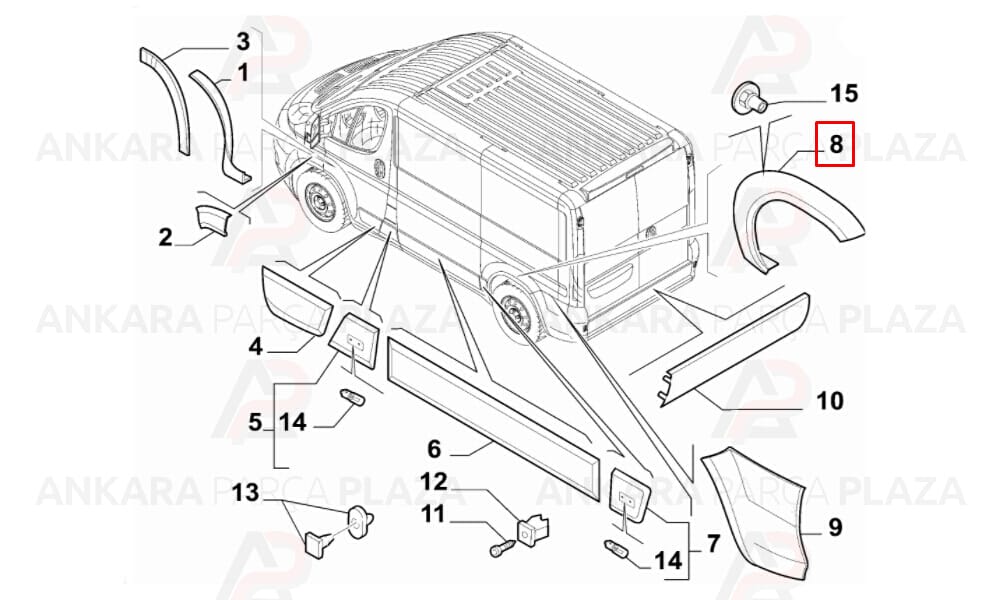 Fiat Ducato 07 14 Arka Çamurluk Ağzı Plastiği Sağ Dodik Meydan