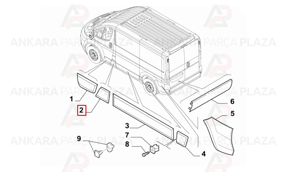 Ducato 14 - 20 Ön Kapı Direği Bandı Sağ Sinyal Delikli 735542946
