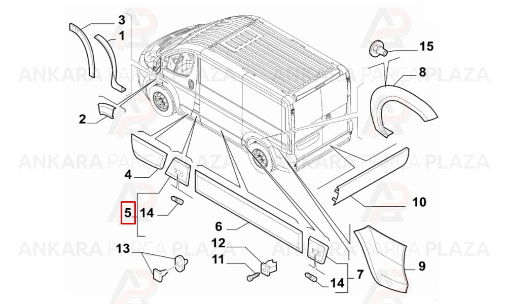 Ducato 07 - 14 Ön Kapı Direği Bandı Sol Sinyal Delikli 735542954