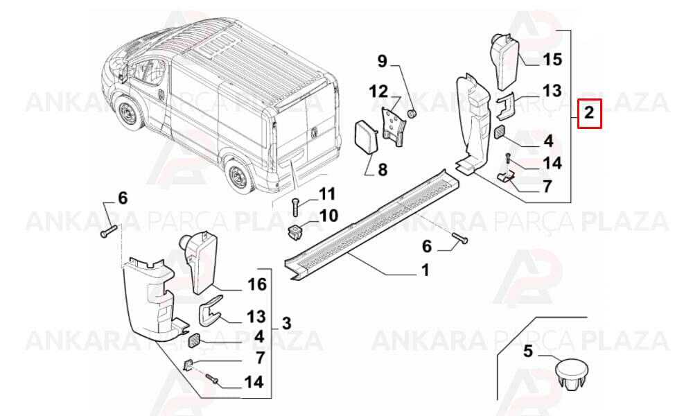 Doblo Ducato Arka Tampon Köşe Sağ Küçük Reflektörlü Meydan