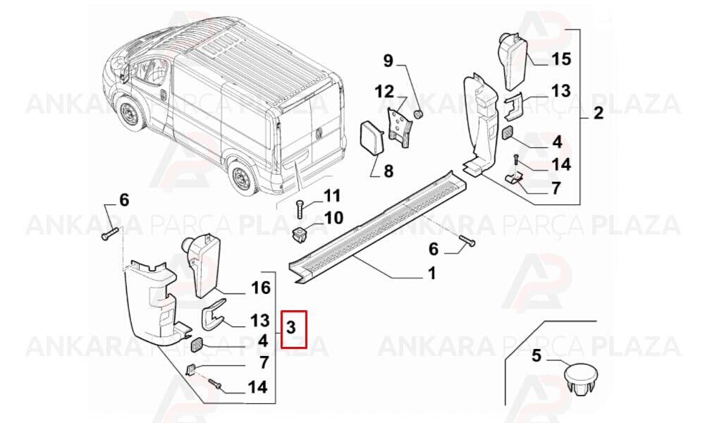 Ducato Arka Tampon Köşe Sol Küçük Reflektörlü 2014 - 2020 Meydan