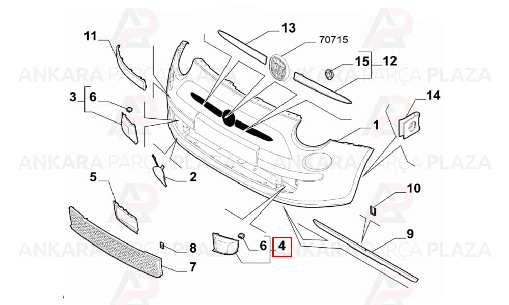 Fiat 500 Sis Farı Kapak Plastiği Ön Sol Sissiz 2010 - 2014 Meydan