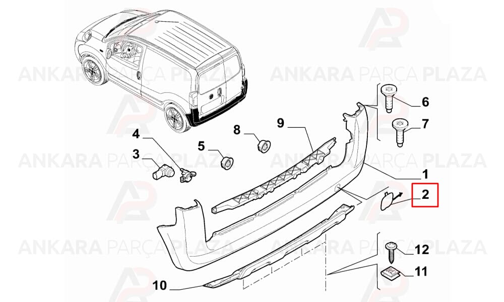 Fiorino Tampon Çeki Demir Kapağı Arka 2008 - 2020 Meydan