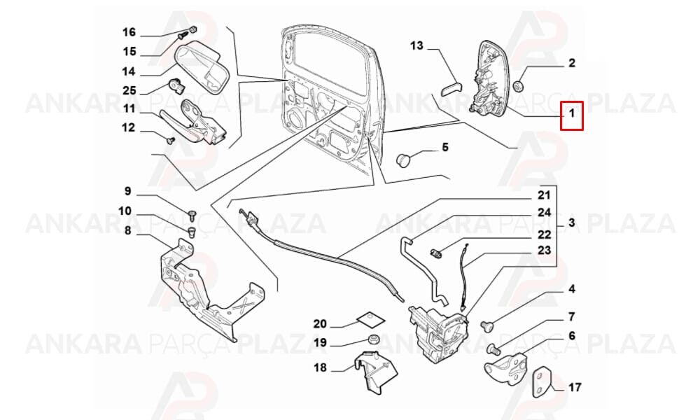Kapı Kolu Dış Orta Sürgülü Fiat Fiorino, Doblo 3