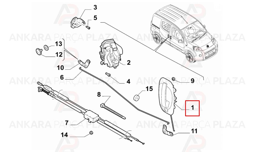 Arka Sürgülü Kapı Dış Açma Kolu Sağ Fiorino 2007 > Doblo Ym