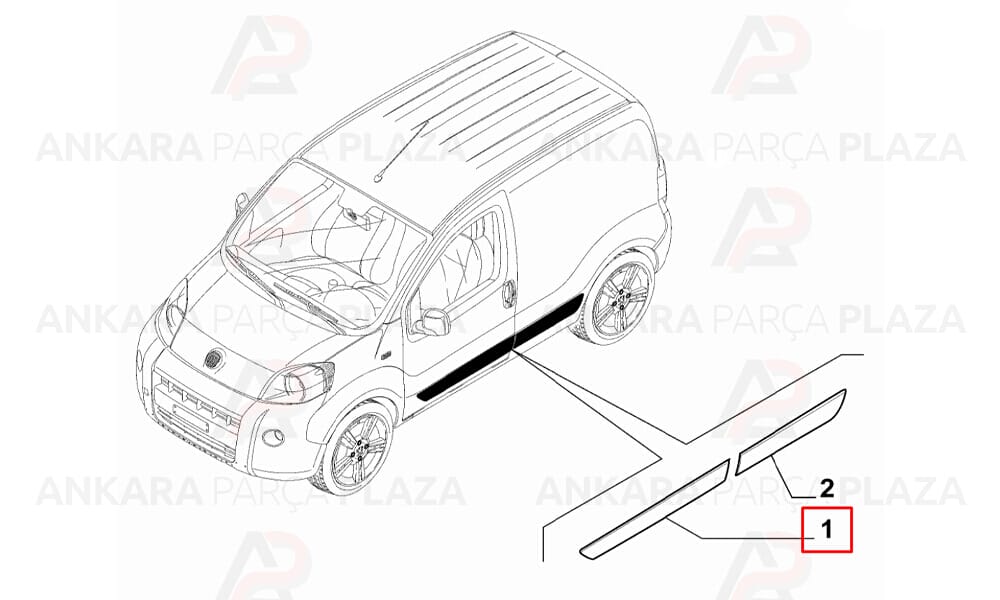 Fiorino 08 - 20 Ön Kapı Bandı Sol Uzun Klipsli 735460576