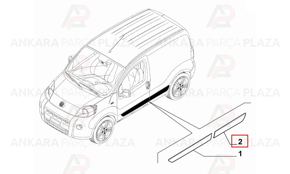 Fiorino 08 - 20 Arka Kapı Bandı Sağ Kısa Klipsli 735460582